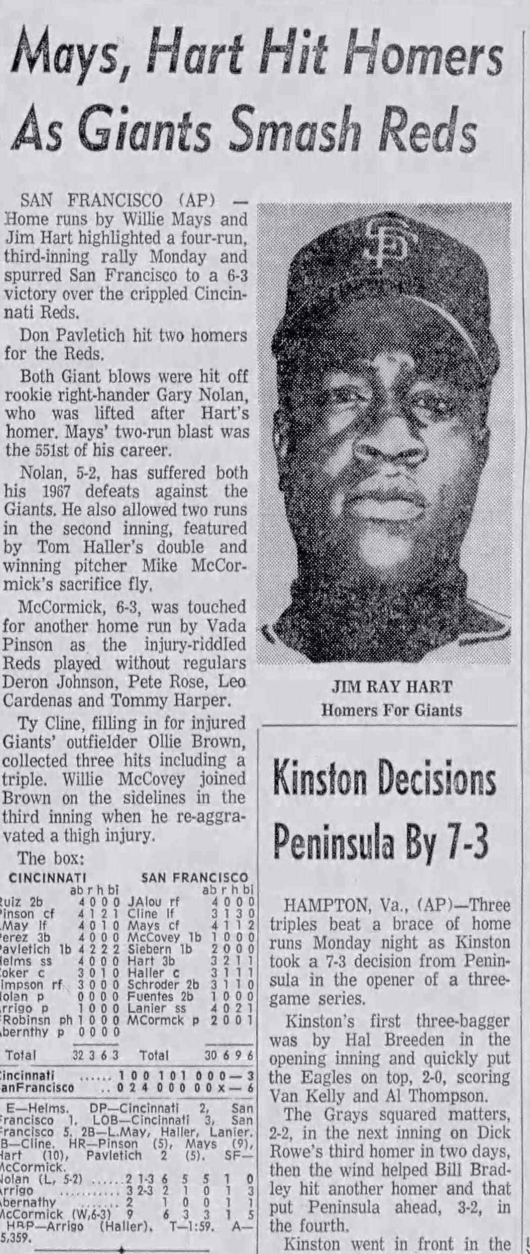 June 19, 1967 SF Giants vs Cincinnati Reds Willie Mays HR #551 Ticket Stub