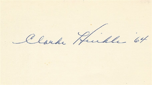 Clarke Hinkle signed 3x5 card FB HOF - Lions Deceased 1988