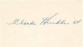 Clarke Hinkle signed 3x5 card FB HOF - Lions Deceased 1988