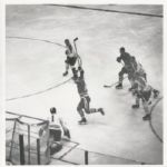 Bronco Horvath scores on Jacques Plante with Red Fleming original photo 1962 