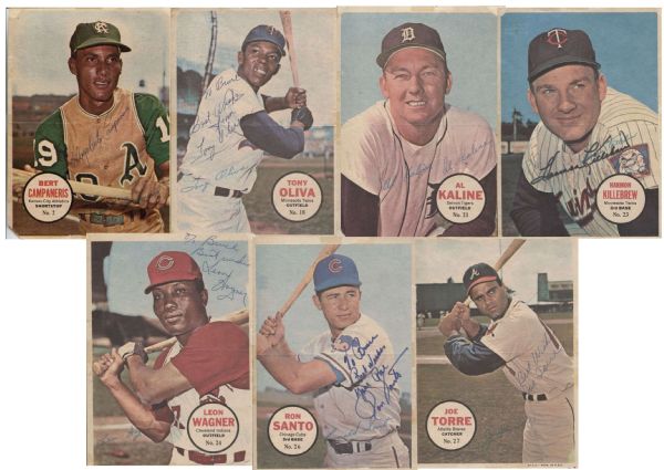 1967 Topps Baseball Posters Pin-Ups Lot of 7 - Signed