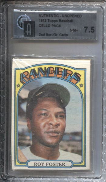 1972 Topps Baseball Unopened Cello Pack GAI 7.5 NM + 2nd Series