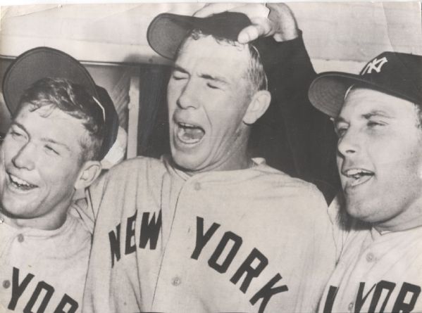 Mickey Mantle & Gene Woodling Celebrating Taking the 1952 World Series 