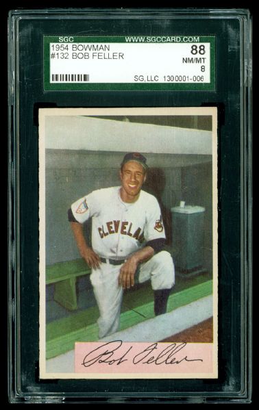 1954 Bowman #132 Bob Feller SGC 88 NM-MT 8 – Only 2 Graded Higher