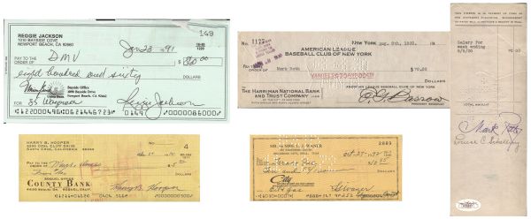 Lot of 4 – Baseball HOF’ers Signed Checks - Deceased