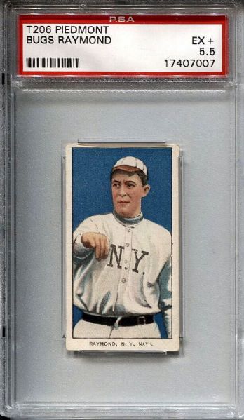 1909 T206 Bugs Raymond Piedmont 350 F25 PSA 5.5 EX+