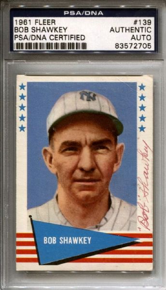 Bob Shawkey Signed 1961 Topps Baseball Card #139