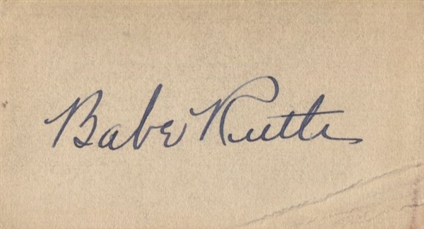 Babe Ruth Signed 2" x 3.5" Card - Perfect 10 Signature - JSA COA