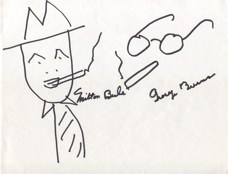Milton Berle & George Burns Signed Hand Drawn Self Sketch