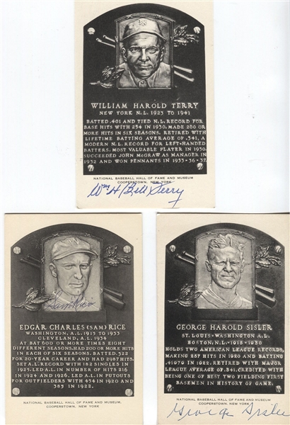 Collection of 11 B&W Signed HOF Plaque Postcards