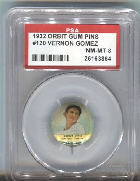1932 Orbit Gum PR2 Vernon Gomez #120 PSA 8 NM-MT