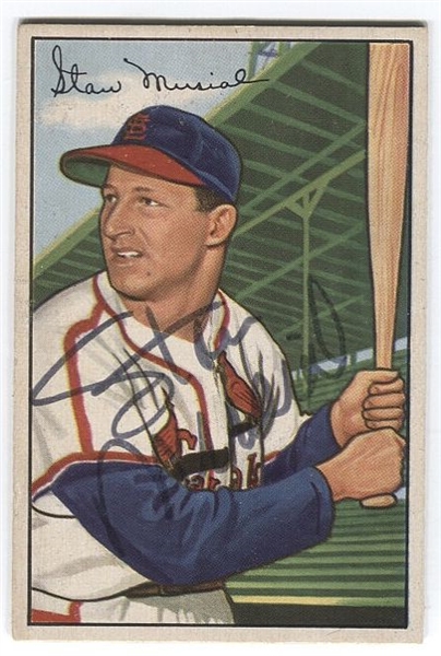 1952 Bowman Stan Musial #196 Signed Baseball Card