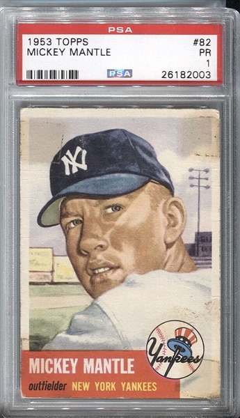 1953 Topps Mickey Mantle #82 PSA 1 – Second Year Topps