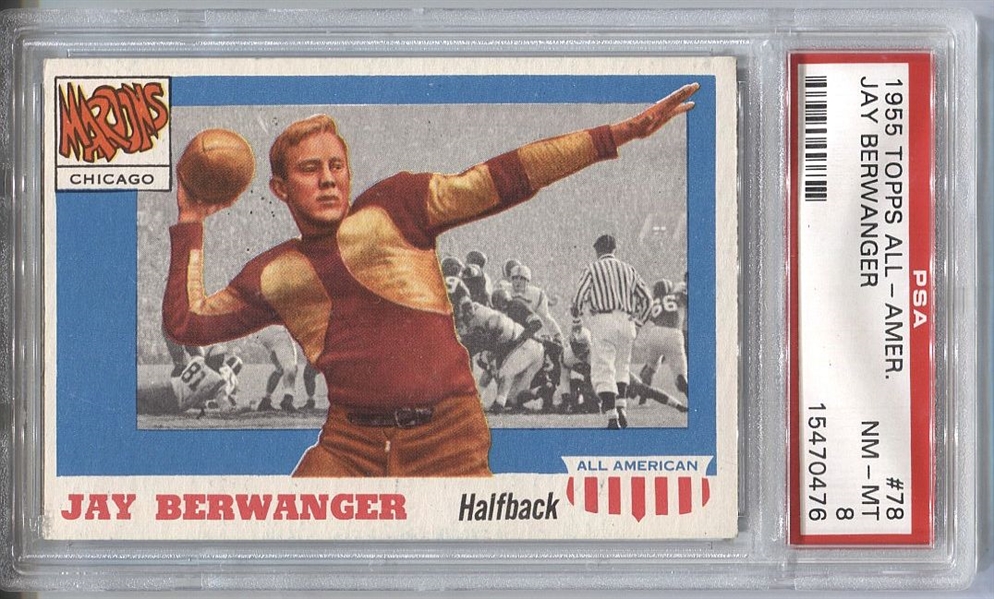 1955 Topps All-American Heisman RC Jay Berwanger #78 PSA 8 NM-MT