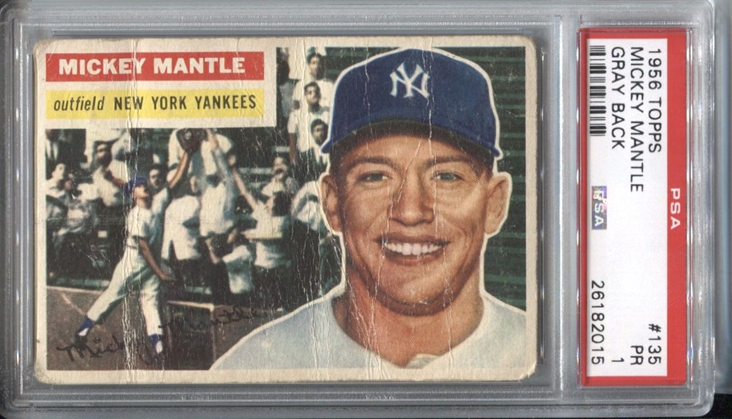 1956 Topps Mickey Mantle (Gray Back) #135 PSA 1 Triple Crown Season