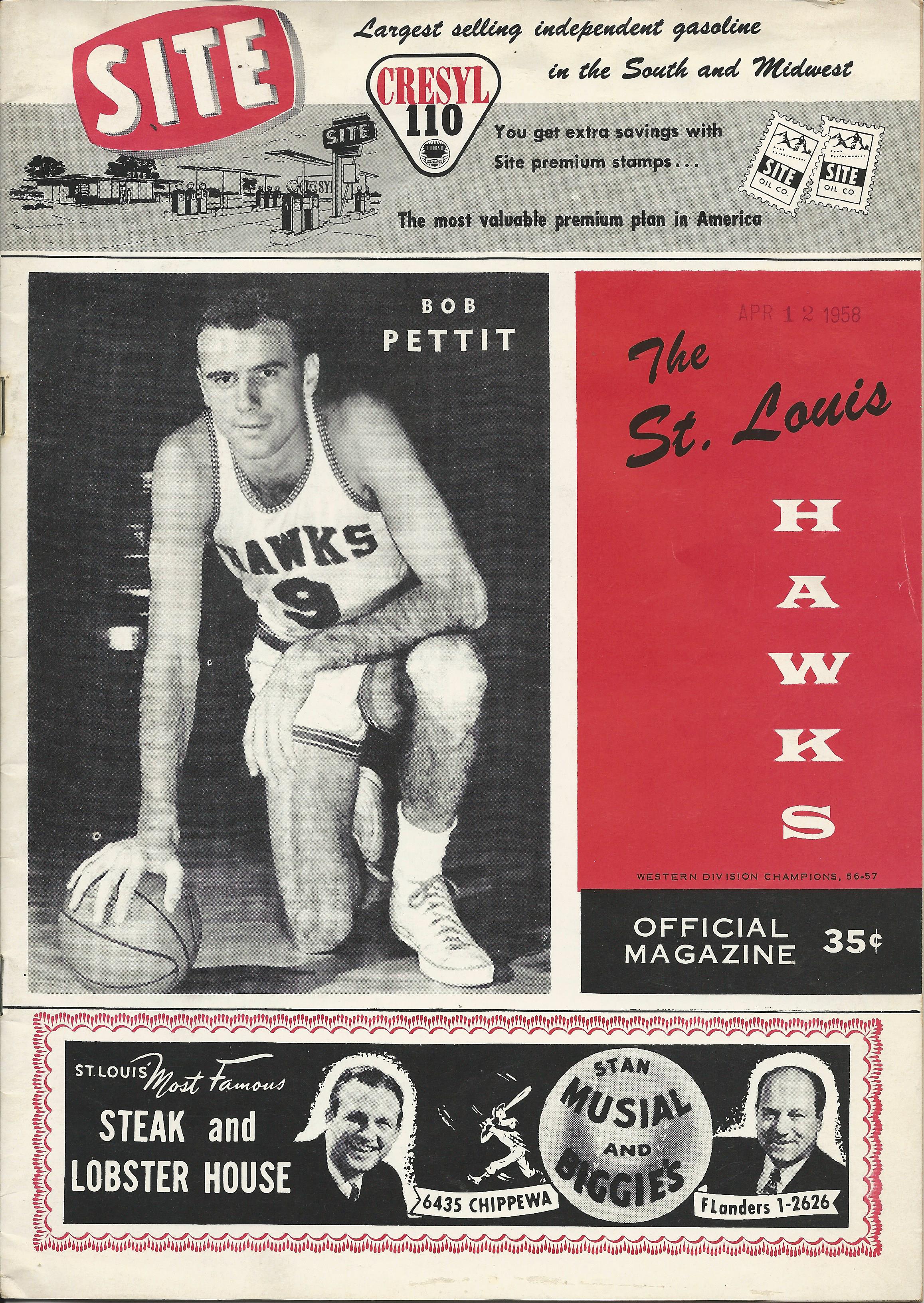 Lot Detail - 1958 NBA All Star Game Program – St. Louis Hawks Site Program  – UNSCORED