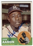 1963 Topps Hank Aaron #390 Signed Baseball Card