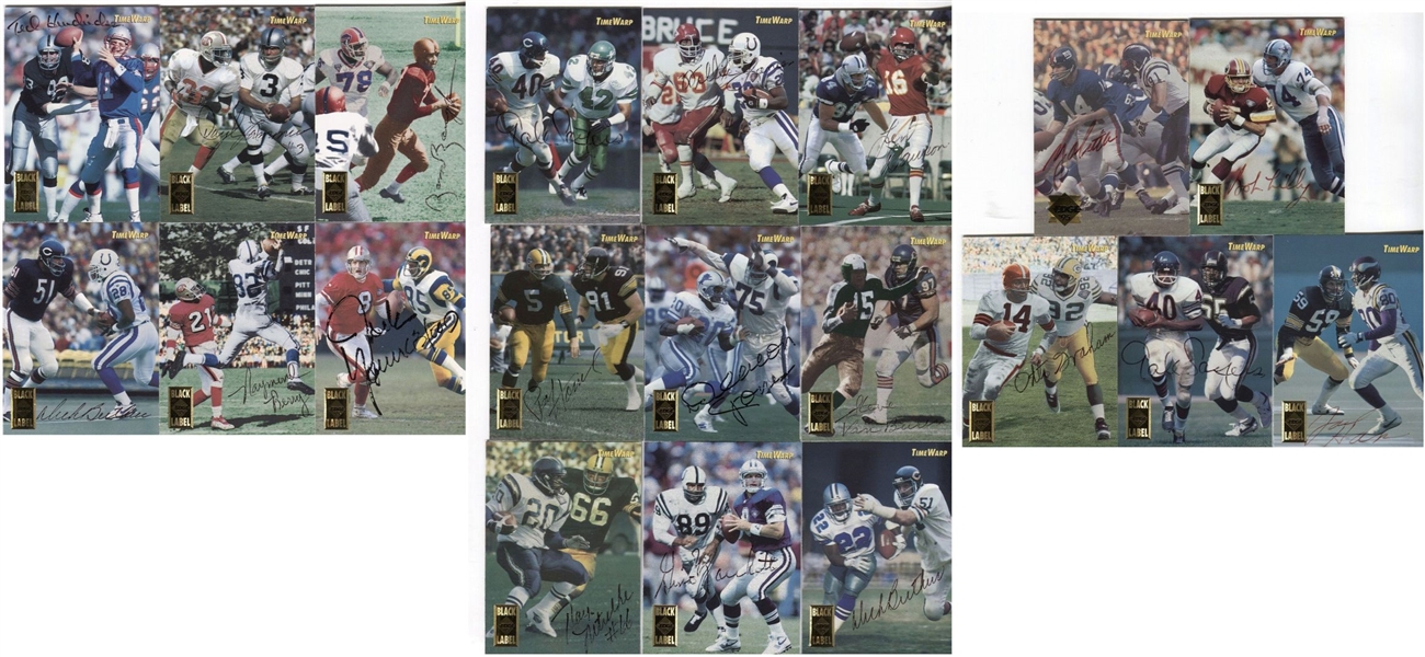 Complete Signed Set - 1995 Collectors Edge Black Label Time Warp Football Set