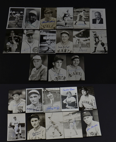 Group of 25 Deceased Baseball Hall of Fame Signed Postcard Photo Cards