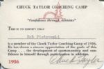 Chuck Taylor 1956 signed Camp Coaching Card  - HOF D. 1969