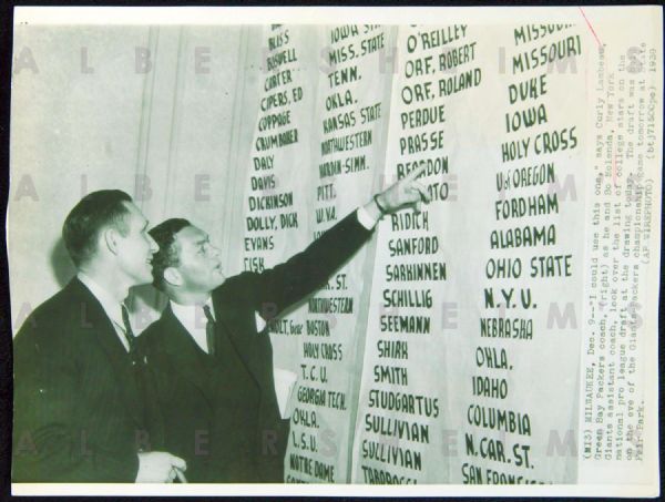 Curly Lambeau 1939 Original Photo NFL draft Packers