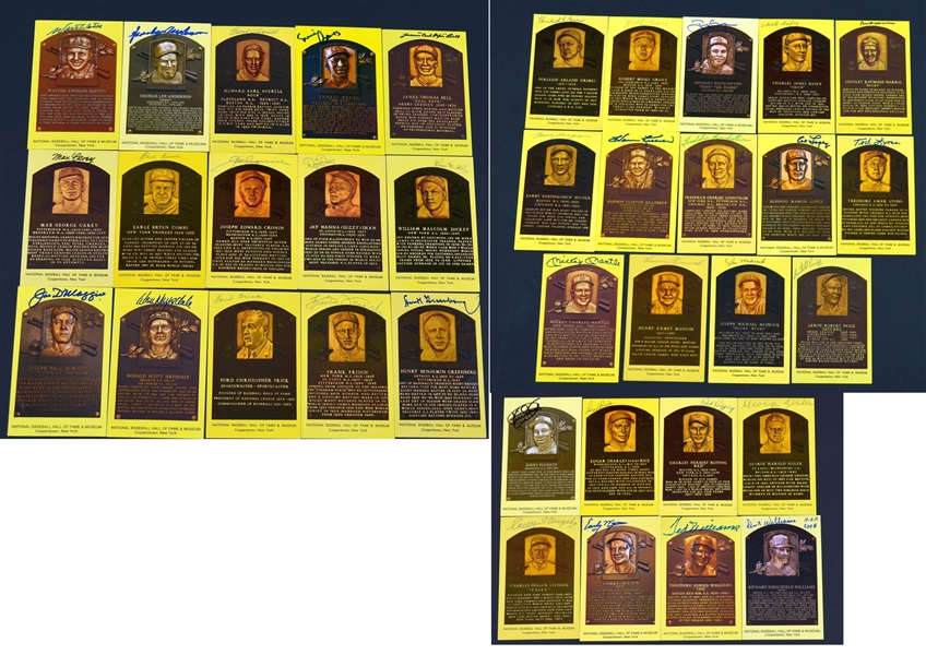 Incredible Collection of 37 Different Yellow Hall of Fame Plaque Postcards – Mantle – Paige – Puckett