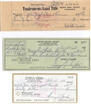 Lot of 3 Pro Football HOF Signed checks – Bell – Henry Jordan – George Trafton