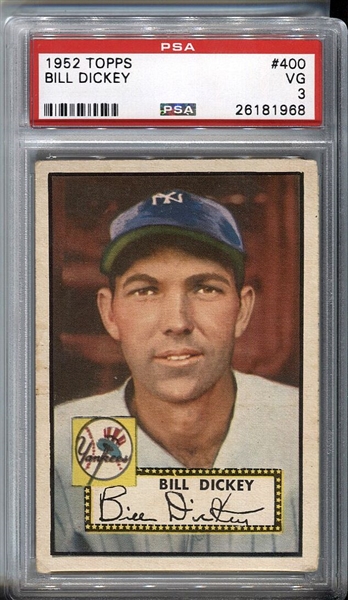 1952 Topps #400 Bill Dickey PSA 3 VG New York Yankees HOF