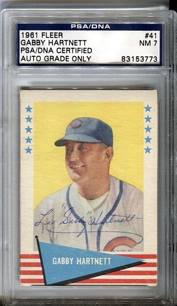 1961 Fleer Baseball Greats Gabby Hartnett #41 Signed PSA/DNA