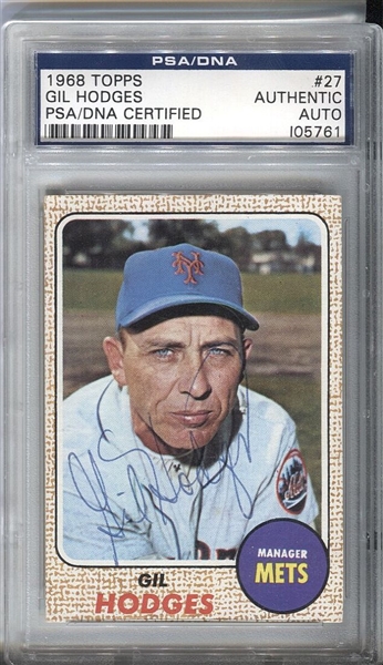 1968 Topps #27 Gil Hodges Signed PSA/DNA Encapsulated D. 1972