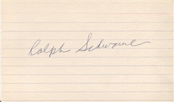 Ralph Blackie Schwamb Signed Index 3x5 Card Major League Mobster 