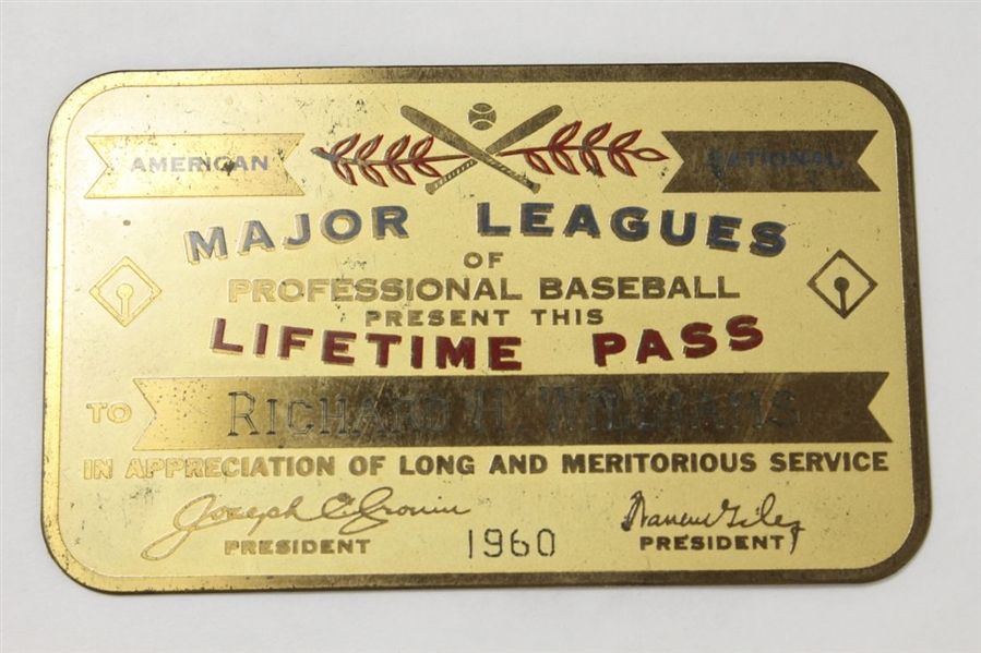 HOFer Dick Williams Major League Lifetime Gold Pass