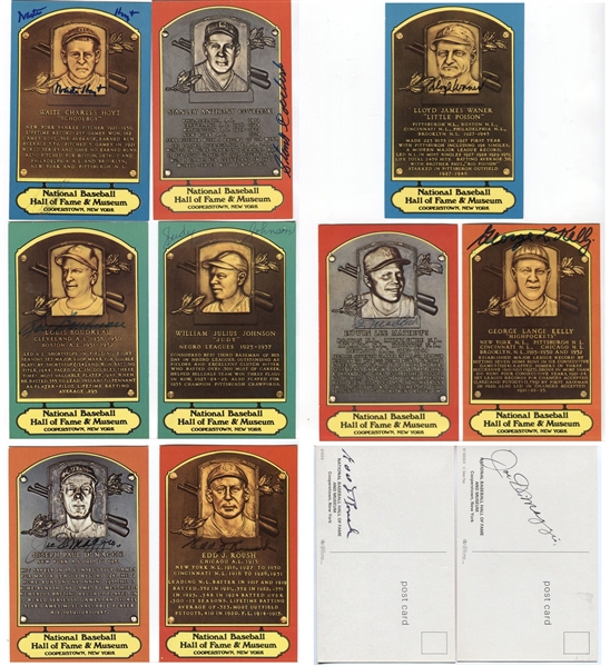 Group of 9 Autographed Dexter Press Baseball HOF postcards w/ Joe DiMaggio