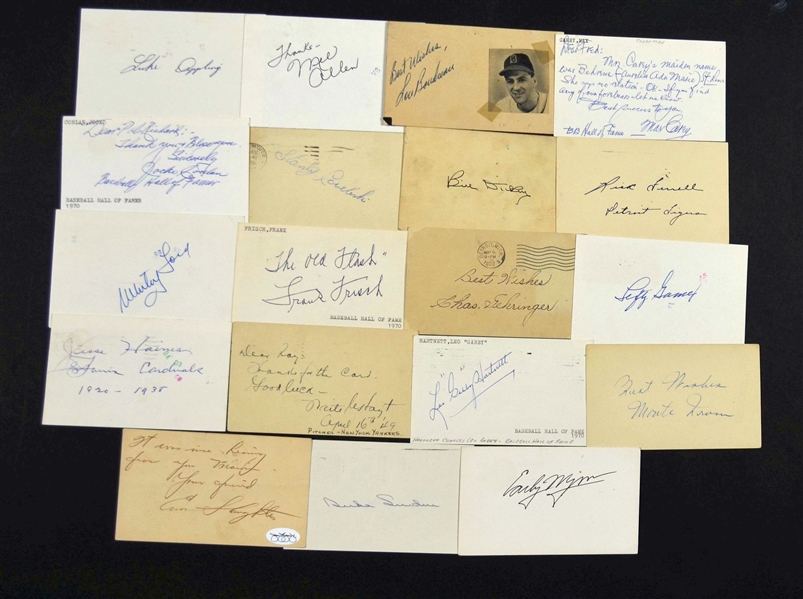 Collection of 19 Deceased Baseball Hall of Fame Signed GPC’s
