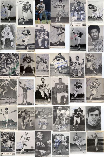 Collection of 36 Vintage Signed 1960s - 70s Postcard Sized NFL Football Photos