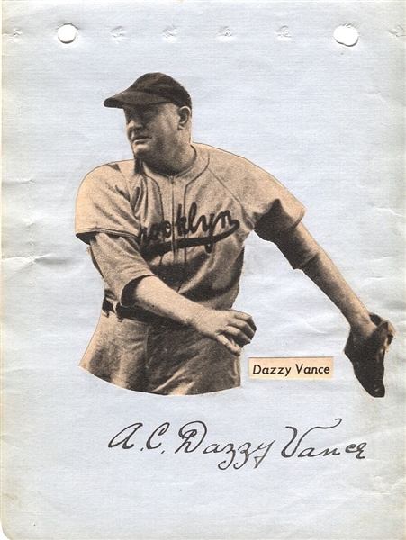 Dazzy Vance Signed Vintage Album Page HOF D. 1961 – JSA LOA
