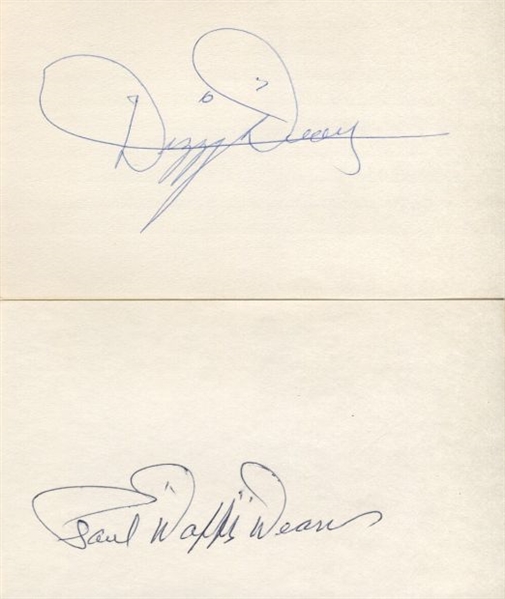 Dizzy & Paul Daffy Dean Signed 3x5 Index Card Lot of 2