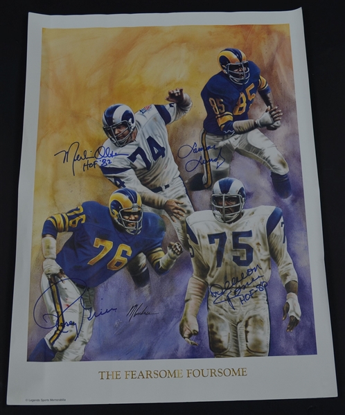 Los Angeles Rams “Fearsome Foursome” Autographed Color Litho Print