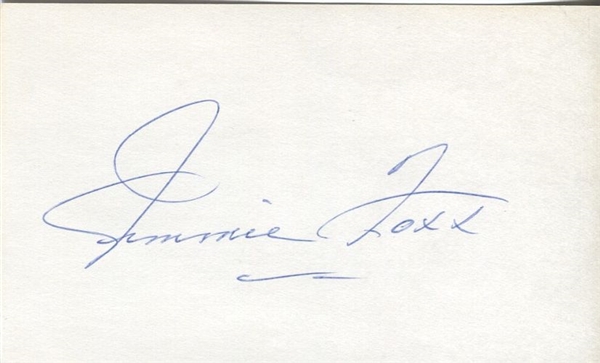 Jimmie Foxx signed 3x5 Index card Baseball HOF