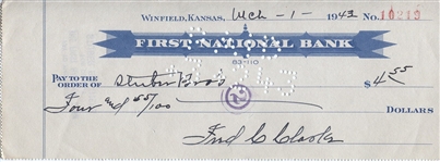 Fred Clarke SUPER RARE Signed Personal Check