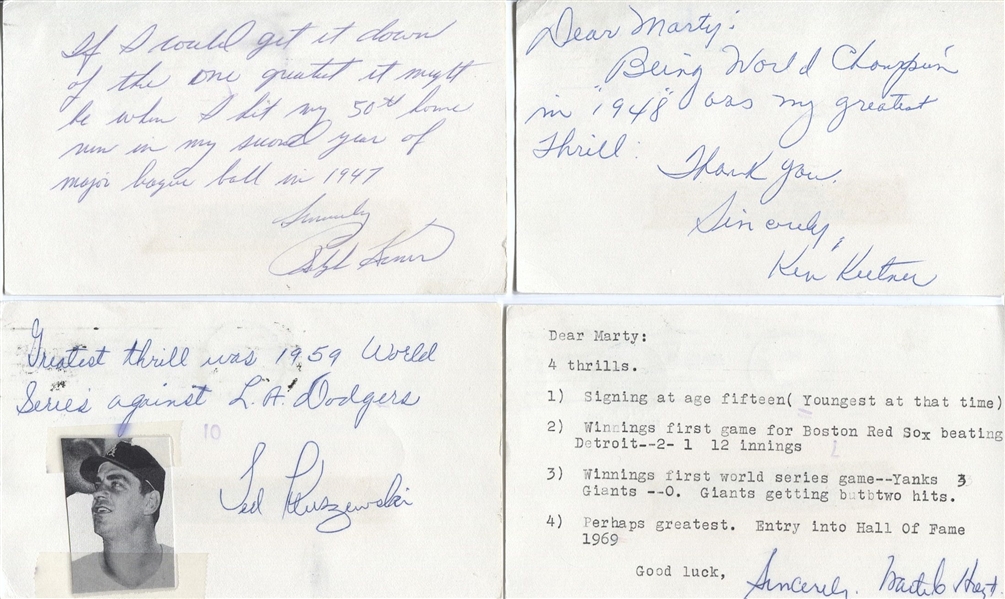 10 Baseball HOFers and Stars Greatest Thrills Signed GPC Letter Collection