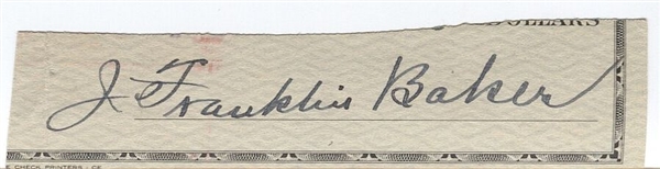 Home Run Baker Cut Check Autograph Signature D. 1963 HOF