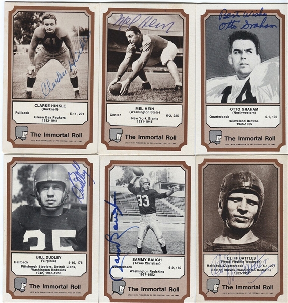 Signed 1974 Fleer "The Immortal Roll" Football Cards (12)