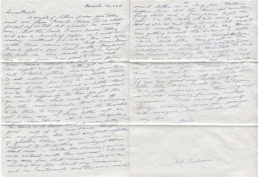 Mickey Cochrane autographed 2-page letter w/ Signed Envelope