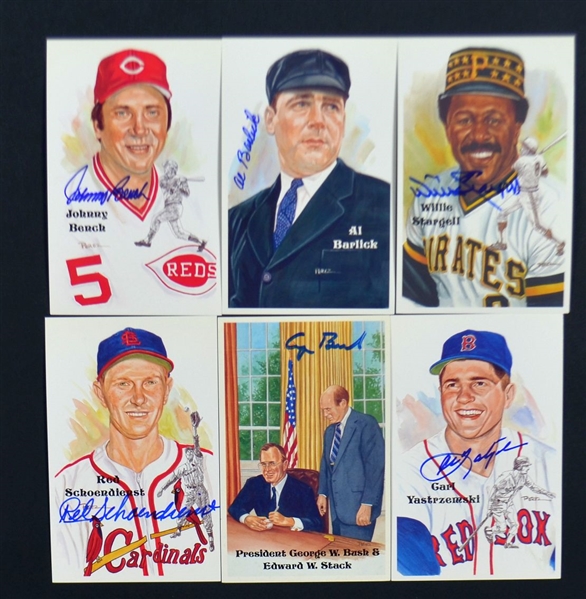 1980-02 Perez-Steele HOF #202 Johnny Bench Reds Signed Postcardcard Beckett 874