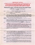 Gene Lillard Signed AUTO 1936 Chicago Cubs Rookie Baseball Contract w/ Phillip Wrigley 