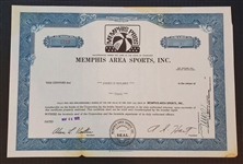 1972 ABA Memphis Pros Professional Basketball Team Stock Certificate