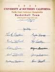 Sam Barry & 1935 USC Basketball Team Signed Jack Hupp Archive Naismith Basketball HOF