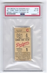 1954 Brooklyn Dodgers vs Mil Braves 8/1 – Home Runs Eddie Mathews #100 Jackie Robinson Snider Hodges Ticket Stub PSA 