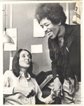 1968 Jimi Hendrix & Joan Baez Backstage at Benefit Concert Original Press Photo